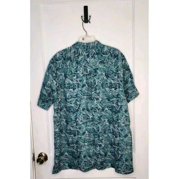 Eddie Bauer Shirt Mens XLT Marlin Swordfish Fishing Outdoor Button Linen Blend - Picture 2 of 6